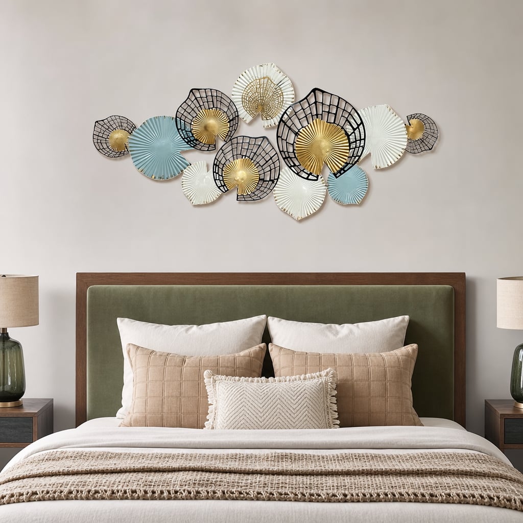 Decoratiune Metalica de Perete LuxCanva® Metal Shadows A2306, din Metal, Negru, Gold, Alb, Gri, Auriu, Dimensiune Mare 140 x 61 cm