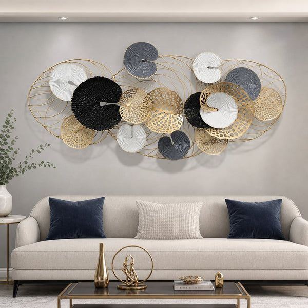 Metall Wanddekoration LuxCanva® Eisen Essenz A2026, aus Metall, Schwarz, Gold, Weiß, Grau, Weiß, Grau, Gold, Großformat 125 x 55 cm