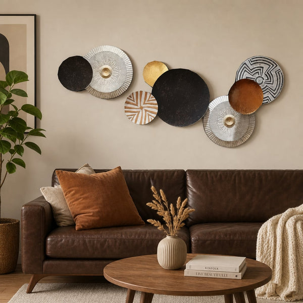2er-Set Metall Wanddekorationen LuxCanva® Bronze Mirage A2284, Metall, Horizontal, Schwarz, Gold, Weiß, Kupfer, Großformat 197 x 77 x 14 cm