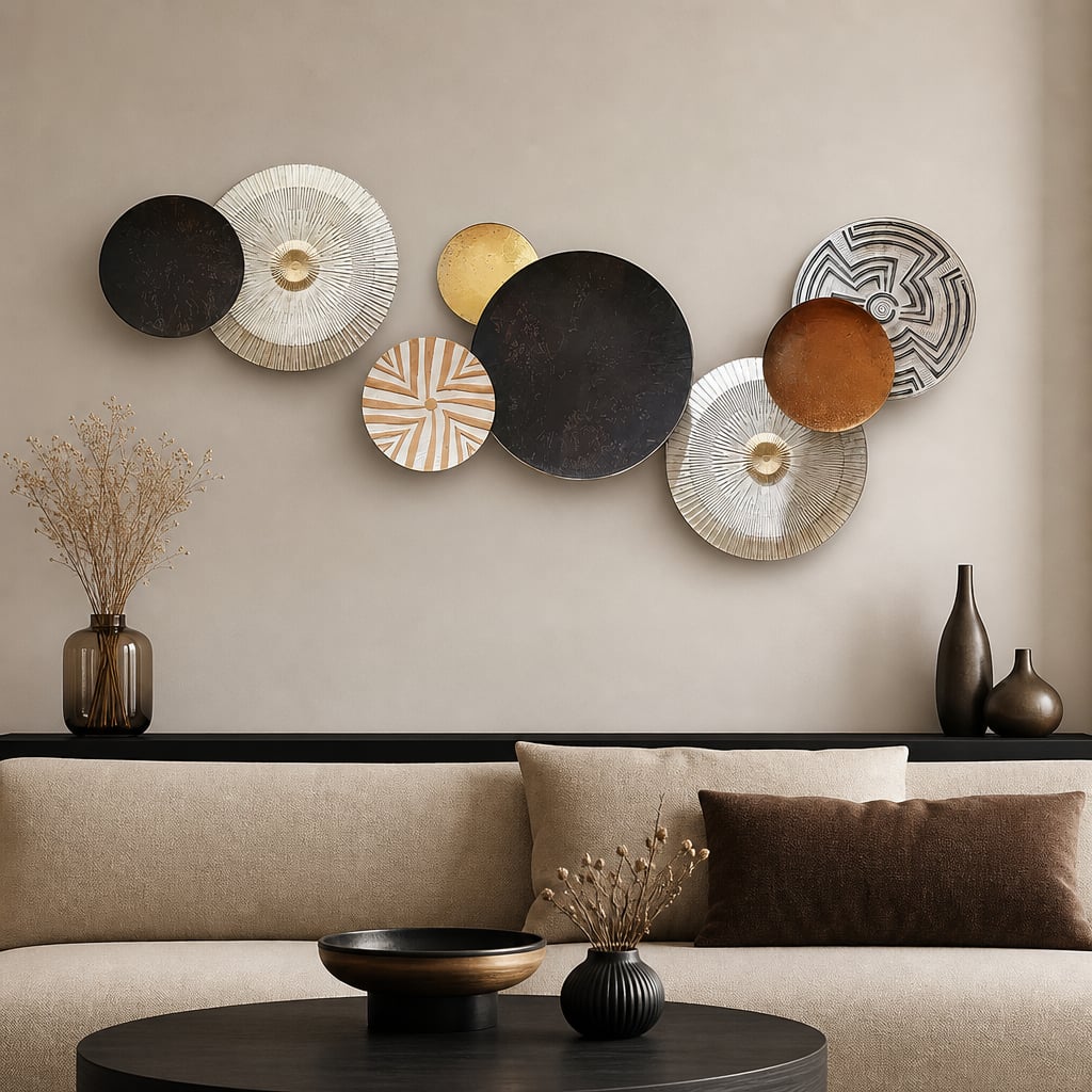 Set 2 Decoratiuni Metalice de Perete LuxCanva® Bronze Mirage A2284, din Metal, Orizontala, Negru, Auriu, Alb, Cupru, Dimensiune Mare 197 x 77 x 14 cm