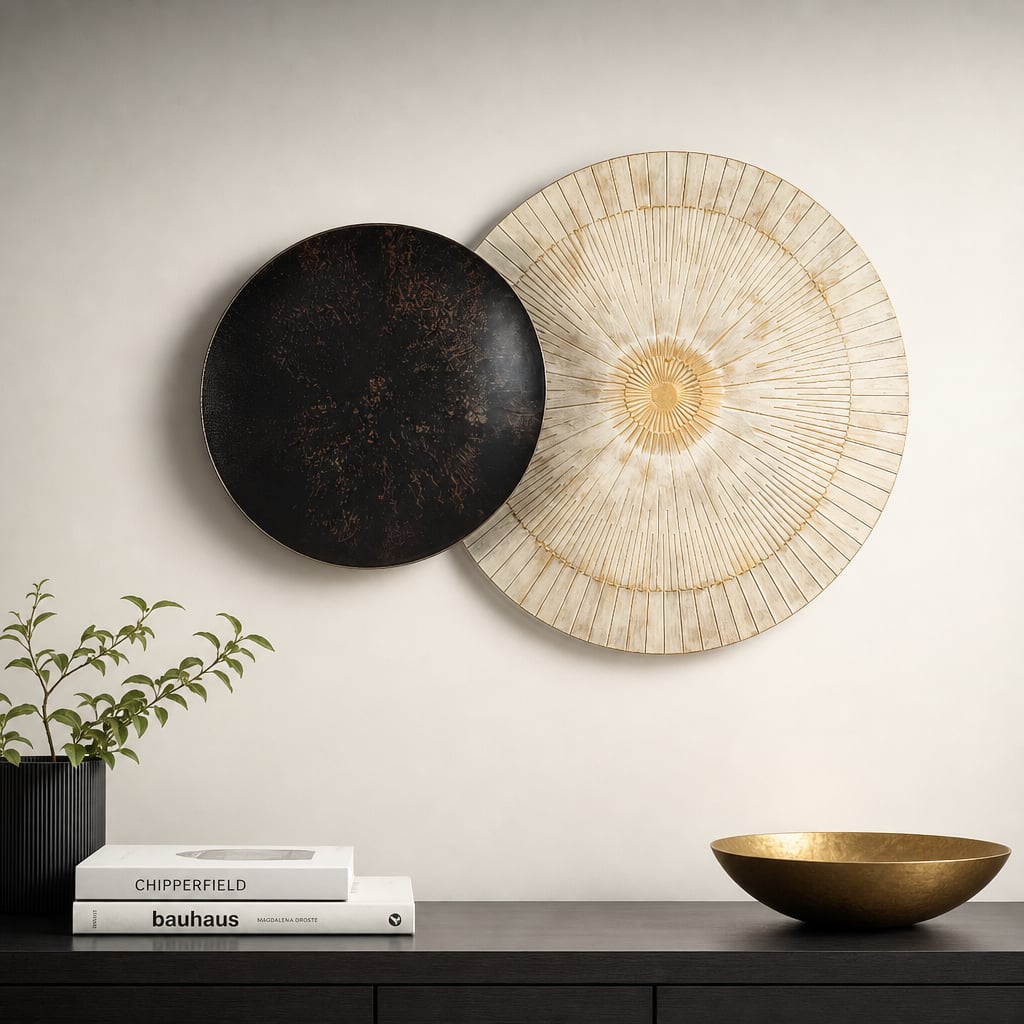 Set 2 Decoratiuni Metalice de Perete LuxCanva® Bronze Mirage A2284, din Metal, Orizontala, Negru, Auriu, Alb, Cupru, Dimensiune Mare 197 x 77 x 14 cm