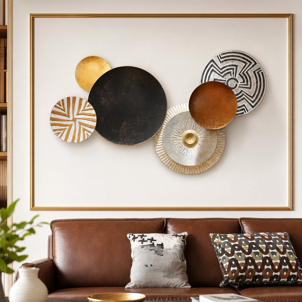 Set 2 Decoratiuni Metalice de Perete LuxCanva® Bronze Mirage A2284, din Metal, Orizontala, Negru, Auriu, Alb, Cupru, Dimensiune Mare 197 x 77 x 14 cm