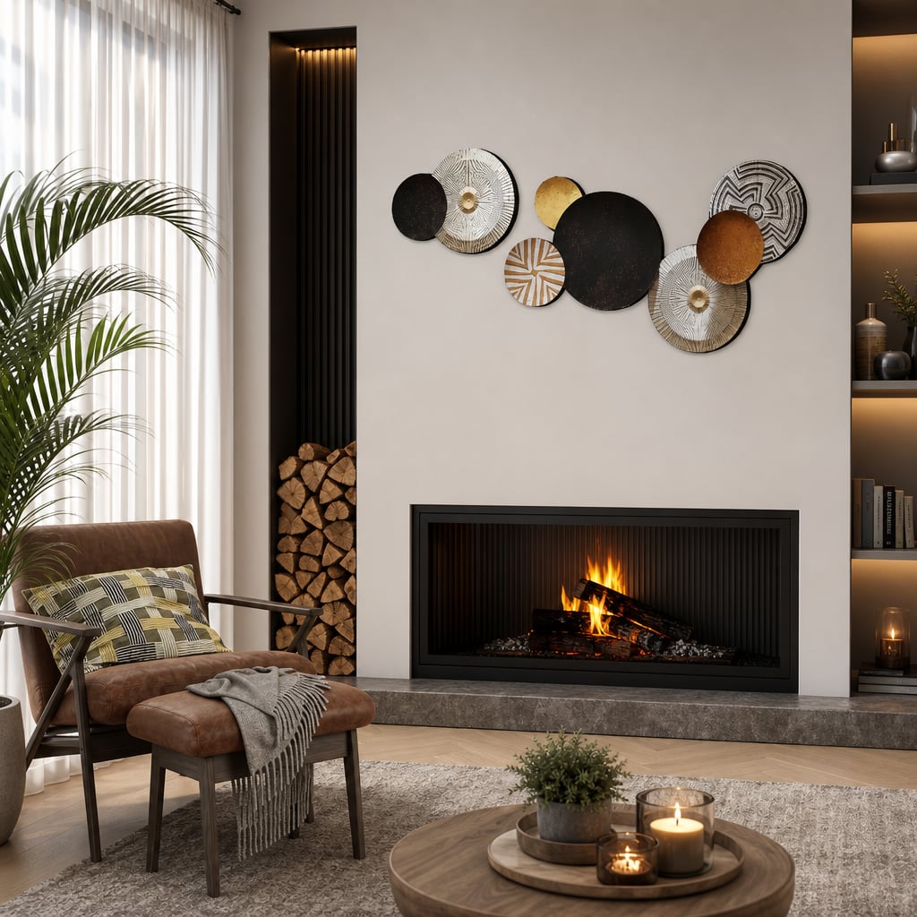 Set 2 Decoratiuni Metalice de Perete LuxCanva® Bronze Mirage A2284, din Metal, Orizontala, Negru, Auriu, Alb, Cupru, Dimensiune Mare 197 x 77 x 14 cm