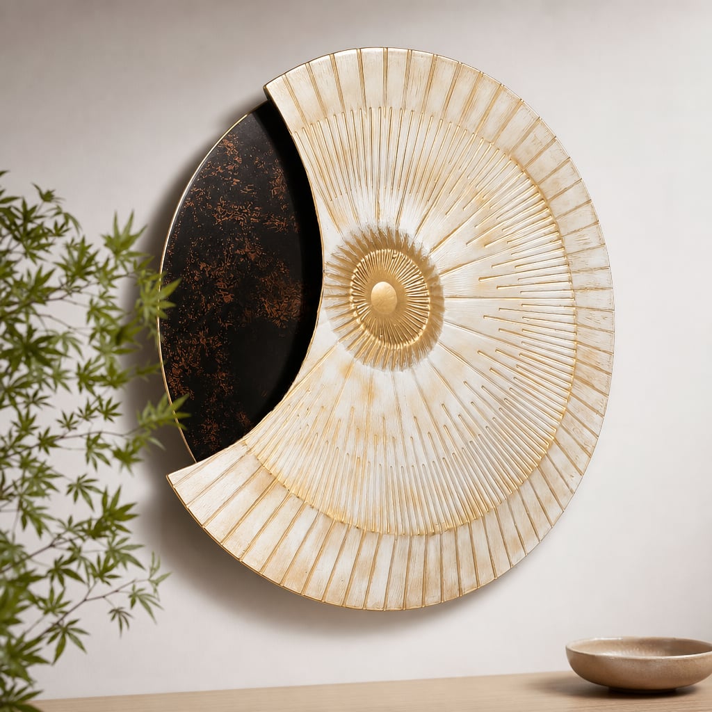 Set 2 Decoratiuni Metalice de Perete LuxCanva® Bronze Mirage A2284, din Metal, Orizontala, Negru, Auriu, Alb, Cupru, Dimensiune Mare 197 x 77 x 14 cm
