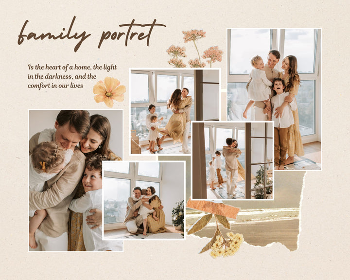Tablou Canvas Personalizat cu 5 Poze Pentru Familie "Family Portret", PS110