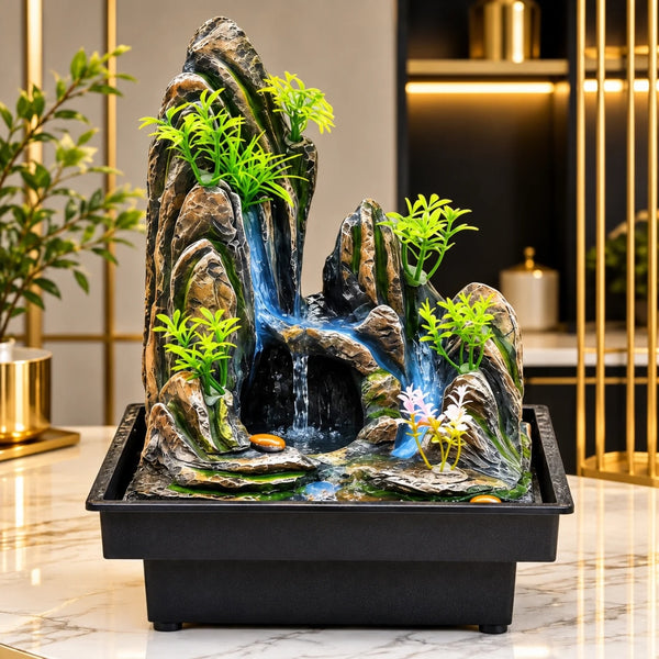 Fantana Decorativa de Interior LuxCanva® Zen Mountain WF-1003, Munte, LED, 27 cm
