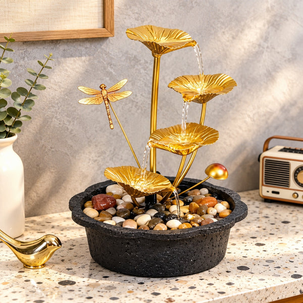 Fantana Decorativa de Interior LuxCanva® Dragonfly Zen WF-103, Libelula, LED, 30.5 cm