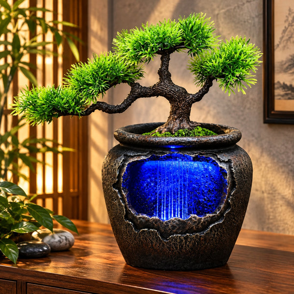 Fantana Decorativa de Interior LuxCanva® Mystic Bonsai WF-20, Copac, LED, Inaltime 30 cm