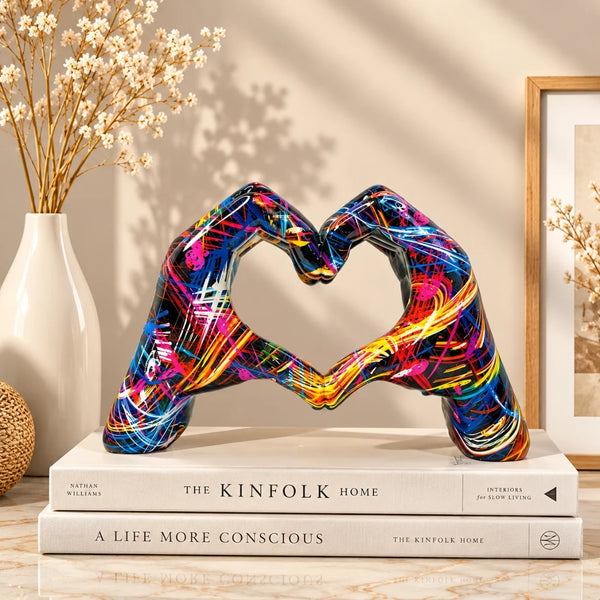 Statueta Decorativa LuxCanva® Love Hand, Simbolul Iubirii, Multicolor, 12.5 cm