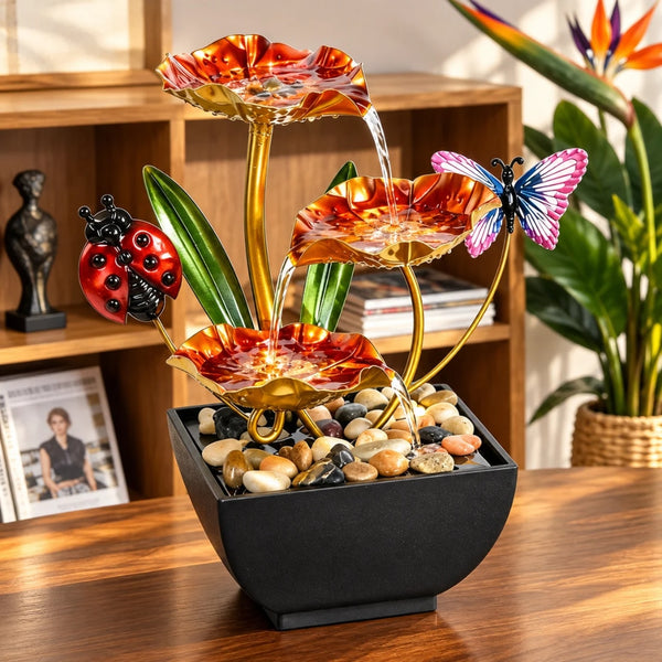 Fantana Decorativa de Interior LuxCanva® Ladybug Serenity WF-114, Buburuza, 23 cm