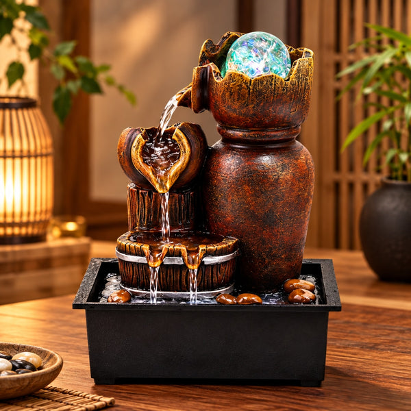 Fantana Decorativa de Interior LuxCanva® Harmony Pot WF-80, Cascada, LED, Inaltime 29 cm