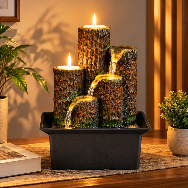 Fantana Decorativa de Interior LuxCanva® Candle Waterfall WF-23, cu Lumanari, 21 cm