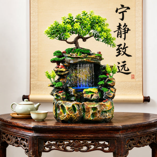 Fantana Decorativa de Interior LuxCanva® Nature Cascade WF-24, Copac, LED, Inaltime 27 cm