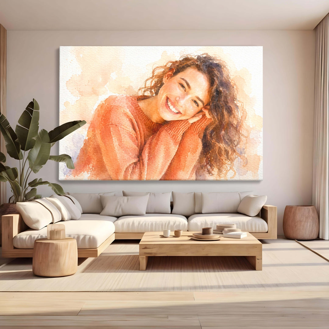 Tablou Personalizat Acuarela | Femei / cadou soft | Orizontal Landscape