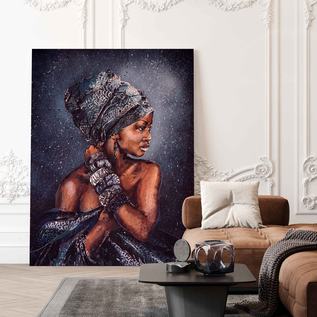 Tablou Canvas Premium LuxCanva® G1060, Aura Femeii Africane , Regala, Eterna, Turban, Cultura, Noblete, Feminism, Identitate, Living, Dormitor