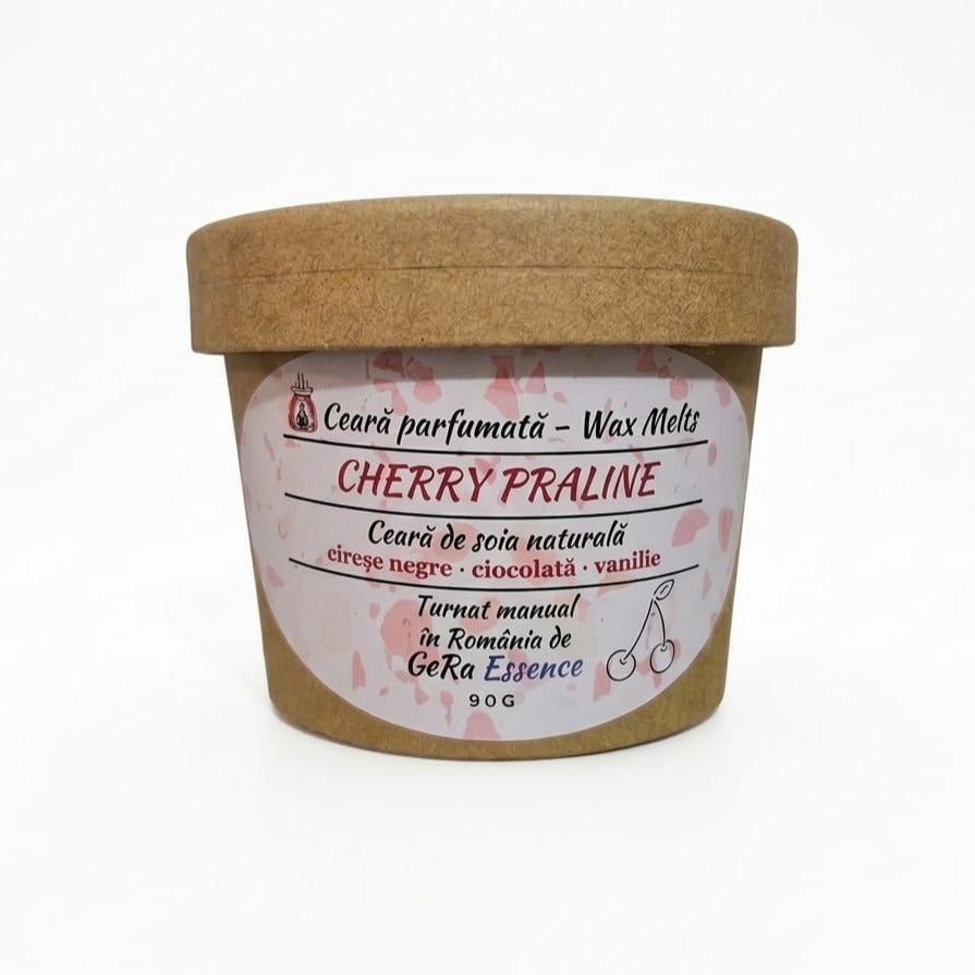 Ceara parfumata/ Wax melts din soia, GeRa Essence, Cherry Praline - Cirese negre, vanilie, ciocolata, gourmand, handmade, ceara naturala, 90g