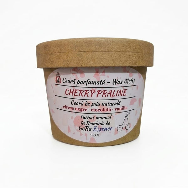 Ceara parfumata/ Wax melts din soia, GeRa Essence, Cherry Praline - Cirese negre, vanilie, ciocolata, gourmand, handmade, ceara naturala, 90g