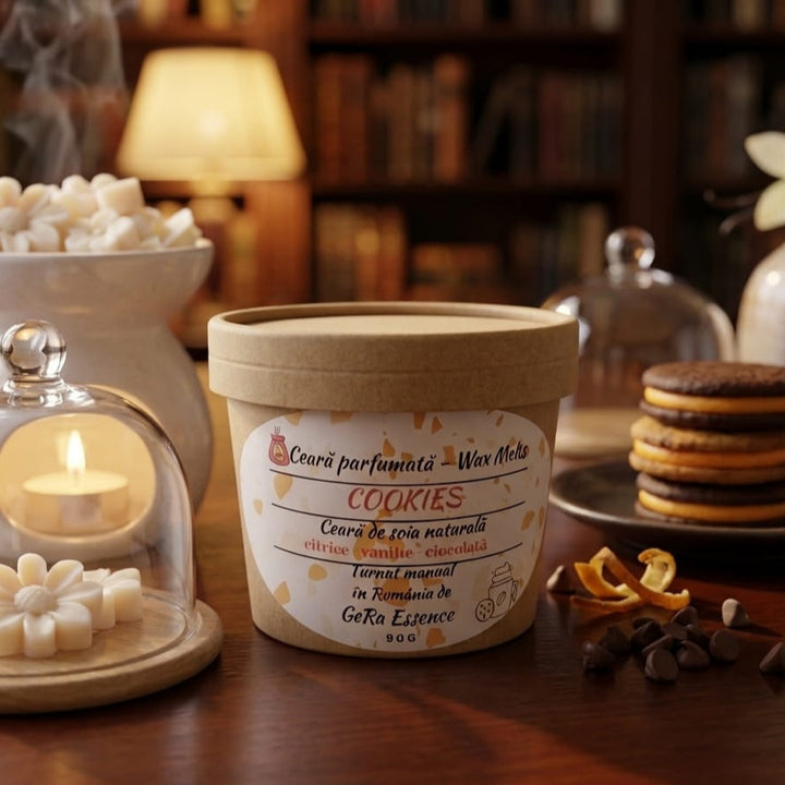 Ceara parfumata/ Wax melts din soia, GeRa Essence, Cookies - Citrice, ciocolata condimentata, vanilie, parfum dulce, gourmand, handmade, ceara naturala, 90 g