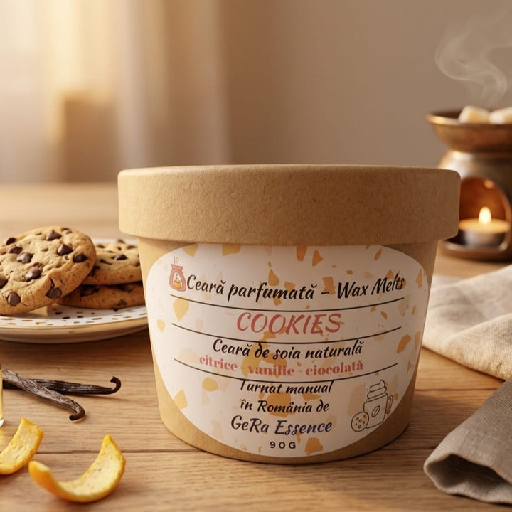 Ceara parfumata/ Wax melts din soia, GeRa Essence, Cookies - Citrice, ciocolata condimentata, vanilie, parfum dulce, gourmand, handmade, ceara naturala, 90 g