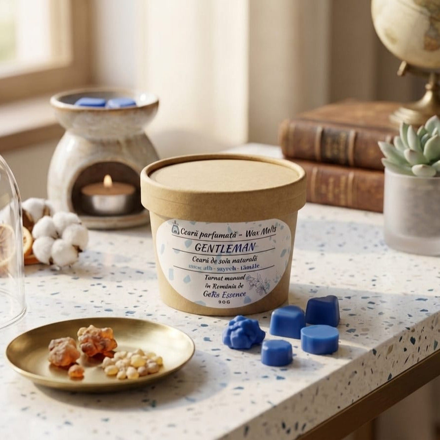 Ceara parfumata/ Wax melts din soia, GeRa Essence, Gentleman - mosc alb, myrrh, tamaie, sofisticat, seducator, handmade, ceara naturala, 90 g