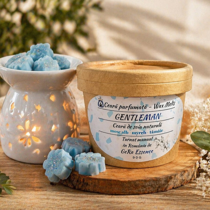 Ceara parfumata/ Wax melts din soia, GeRa Essence, Gentleman - mosc alb, myrrh, tamaie, sofisticat, seducator, handmade, ceara naturala, 90 g