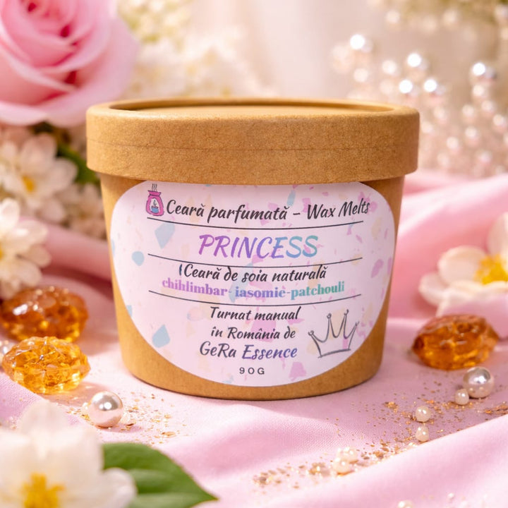 Ceara parfumata/ Wax melts din soia, GeRa Essence, Princess - Chihlimbar, Iasomie, Patchouli, parfum senzual, feminin, handmade, ceara naturala, 90 g