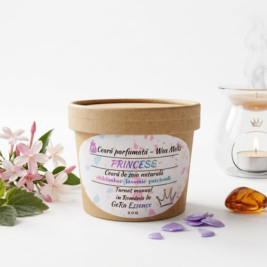 Ceara parfumata/ Wax melts din soia, GeRa Essence, Princess - Chihlimbar, Iasomie, Patchouli, parfum senzual, feminin, handmade, ceara naturala, 90 g