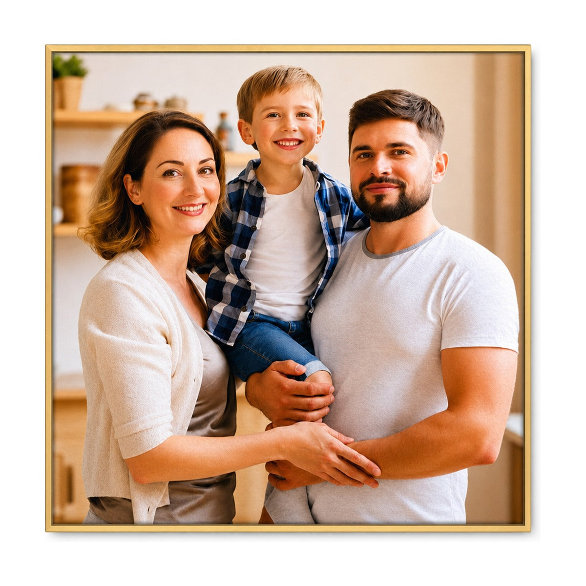 Tablou canvas personalizat pătrat (1:1), cu ramă gold